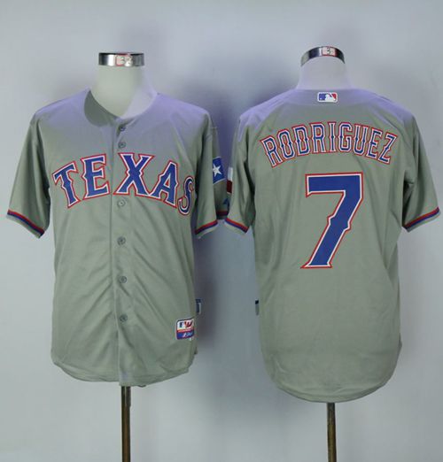 Rangers #7 Ivan Rodriguez Grey Cool Base Stitched MLB Jersey